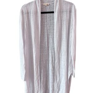 Eileen Fisher Ribbed Open Front Cardigan Sweater Size L